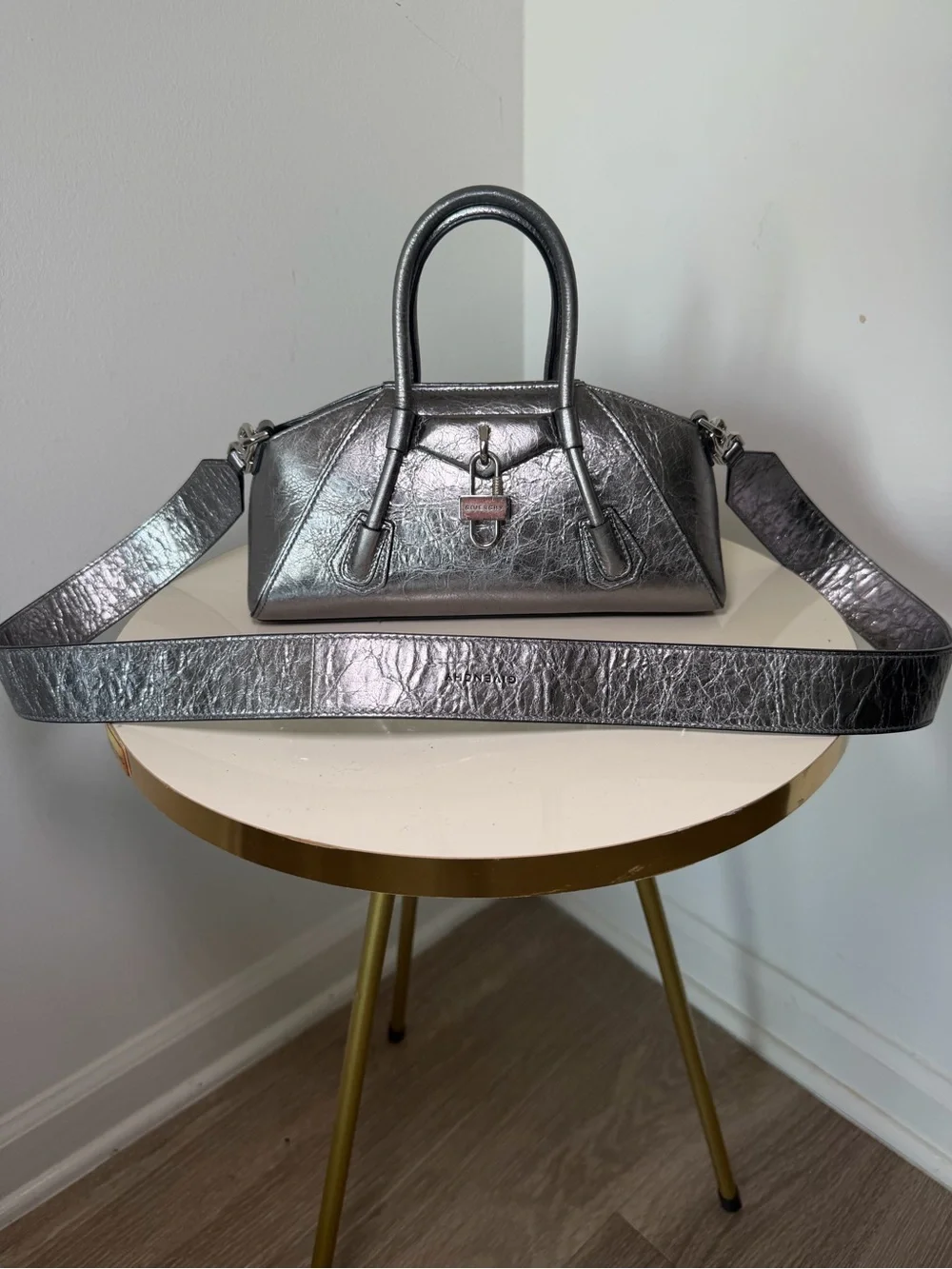 Givenchy Antigona Stretch Metallic Silver Mini